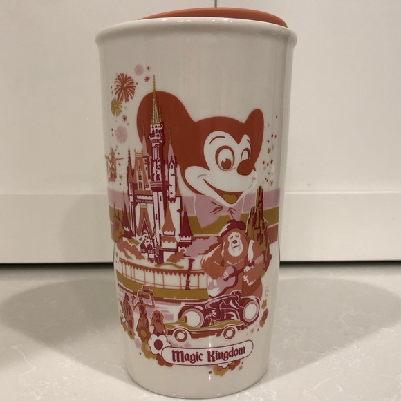 Disneyland Magic Kingdom Starbucks 12oz Tumbler Ceramic Cup w Lid - Picture 1 of 6